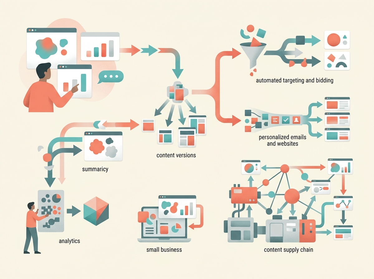 Illustration of Chapter takeaway using abstract business and technology symbols.