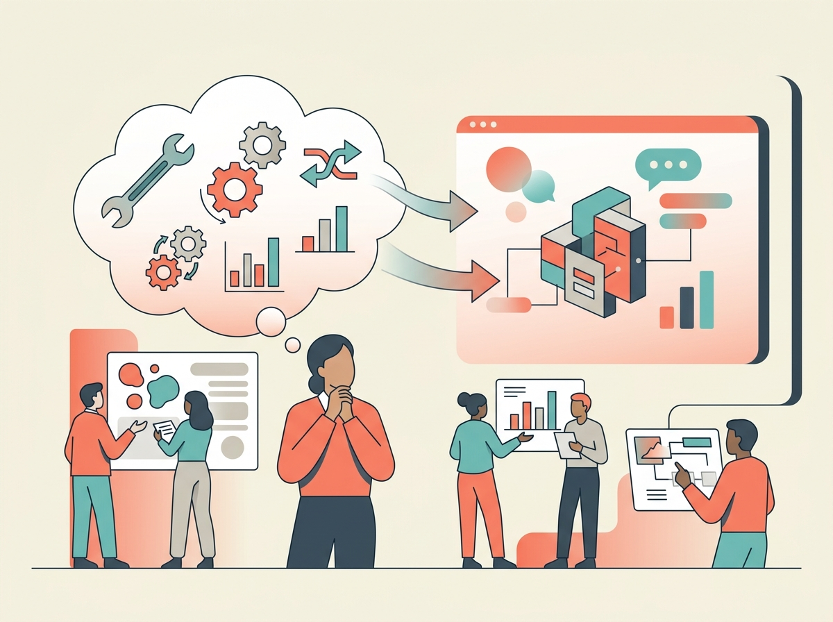 Illustration of What Responsible HR AI Looks Like using abstract business and technology symbols.